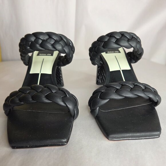 Dolce Vita Women's Paily Black Stella Slip-on Braided Sandal Heels Sizes 6.5, 5 - Picture 2 of 6